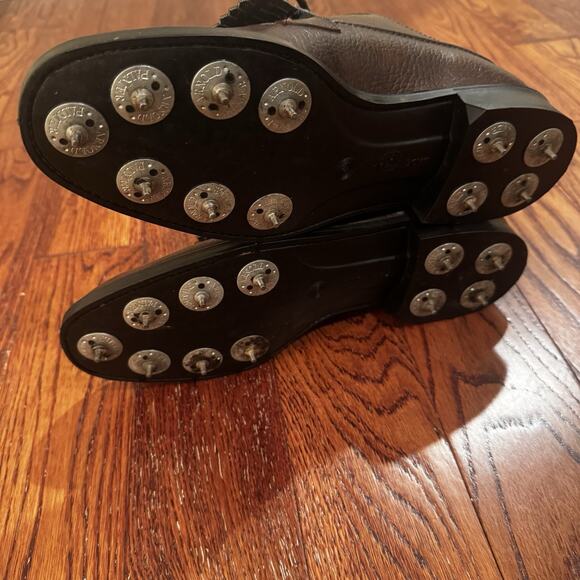 Vintage Arnold Palmer Men's 8 M Eaton Golf Shoe Brown with Kiltie w/ Spikes USA - Picture 13 of 16